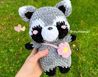 Crochet Pattern - Chocho the Raccoon, cute, soft toy, handmade, amigurumi