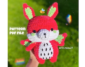 Crochet Pattern - Toto the Dragonfruit Plushy, Fatbelly, crochet animal, soft toys, squishy, dragonfruit toy, lovely, handmade,