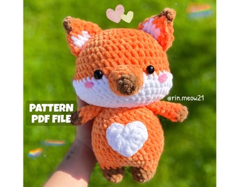 Patrón de ganchillo - FatBelly Tangerine the FOX, zorro gordito, astuto, peluche hecho a mano, zorros lindos, malvavisco, juguete suave, animal encantador, kawaii