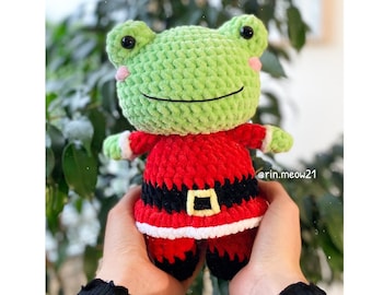 Crochet Pattern - Fipo the Santa Frog, frog plush, squishmallow, santa plush, xmas plushie, merry christmas, cute frog, frogie, handmade toy