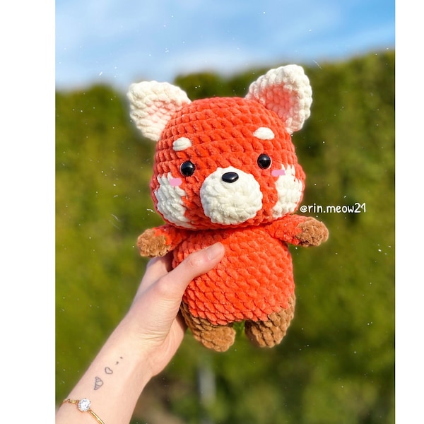 Crochet Pattern - Chubby Mei the red panda, bear, cute, kawaii, handmade, chunky yarn