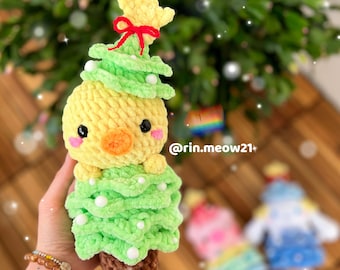 Crochet Pattern - Animal in Christmas Tree mini, duck, pig, bunny