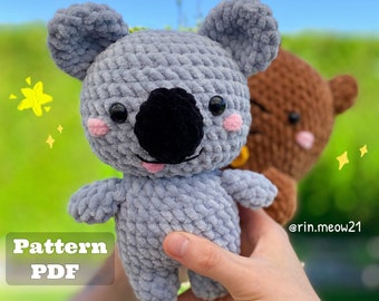 Crochet Pattern - Chubby Koala, Nomnom, We bare bears koala, stuffed animal