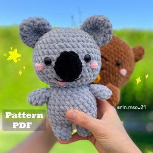 Crochet Pattern - Chubby Koala, Nomnom, We bare bears koala, stuffed animal