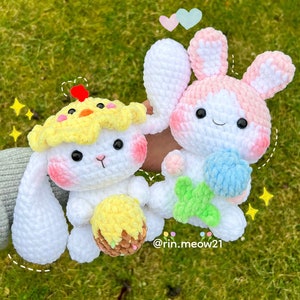 2in1 Crochet Pattern - Hopper and Chippi the Easter Bunnies, easter crochet pattern, tulip bunny, soft toy, cute