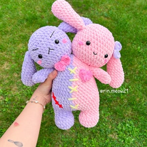 Crochet Pattern - Two Headed Plushie, bunny, bear, halloween, kawaii, cute, handmade, soft toy,