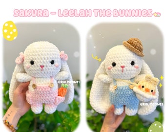 Crochet Pattern - Sakura - Leelah the bunnies, easter bunny, pink bunny, farmer bunny