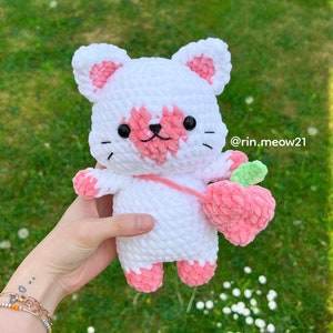 2in1 Crochet Pattern - Peachy heart cat and Sailor cat