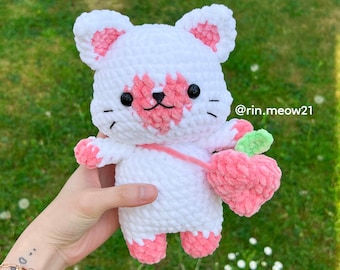 2in1 Crochet Pattern - Peachy heart cat and Sailor cat