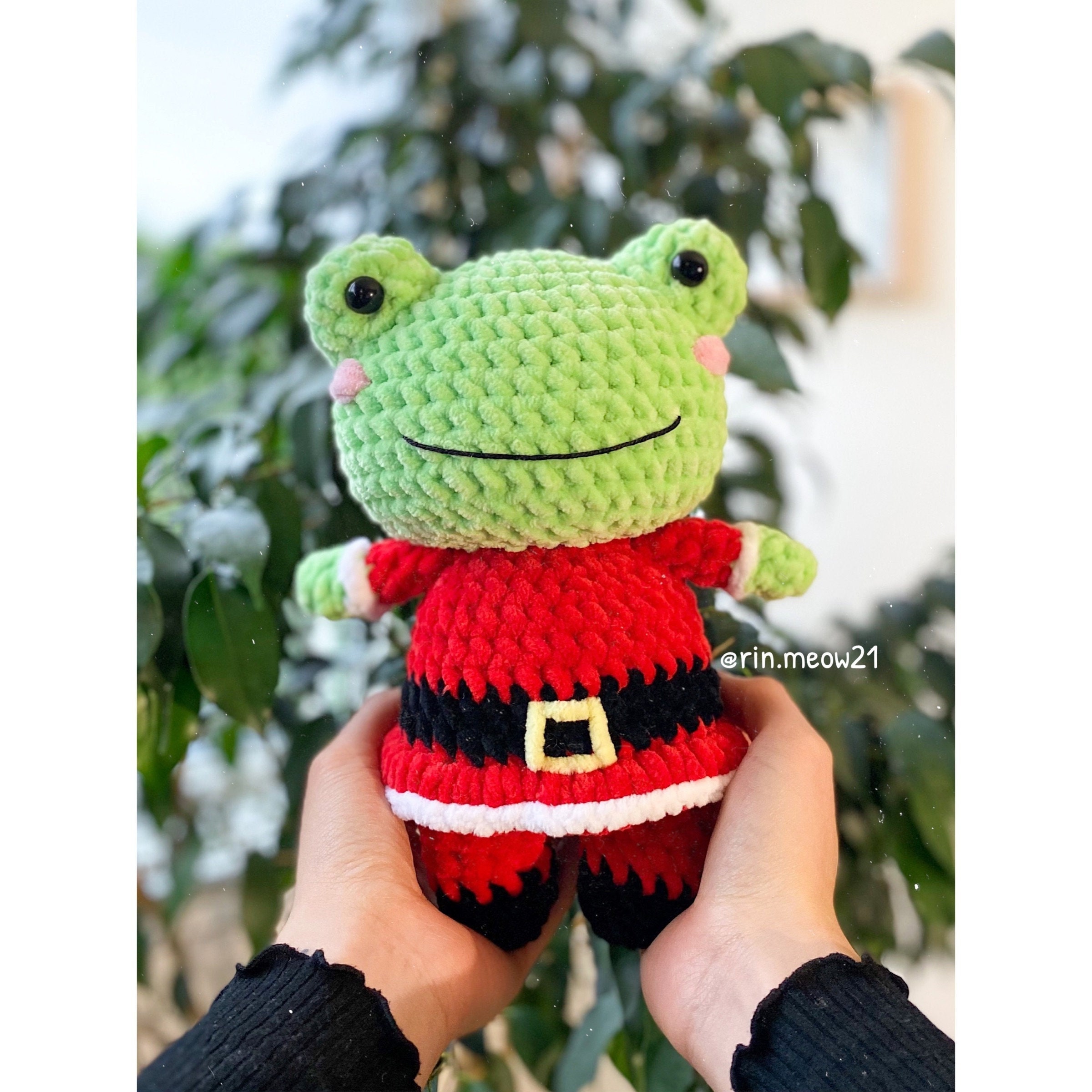Crochet Pattern - Fipo the Santa Frog, Frog Plush, Squishmallow