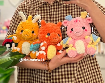 3in1 Crochet Pattern - Dragon, Cotton Candy, Flame Dragon