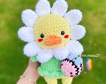 Häkelanleitung - Gänseblümchen Ente Blume, mollig Ente, Ente, Squishmallow, Plüschtier, Stofftier, handgemacht, gelbe Ente, Gänseblümchen Blume