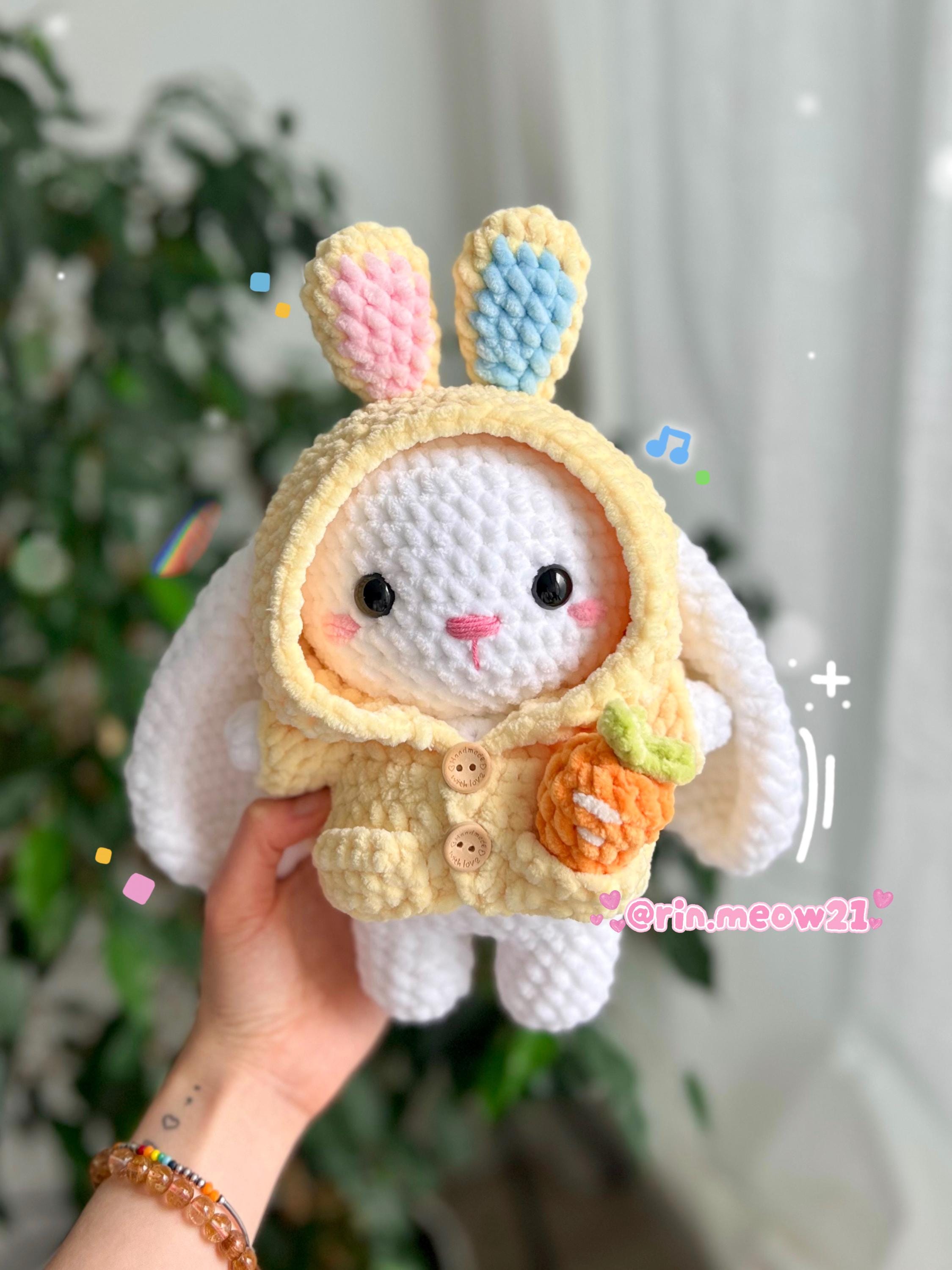 3in1 Crochet Pattern - Bunny and Kitty in a Hoodie, With Cute