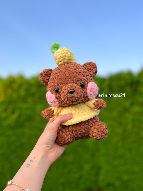 Patrón de Ganchillo en Oso L y B, kawaii, oso amarillo, oso pardo,  oso limonada, hecho a mano, peluche, osito lindo, patrón pdf