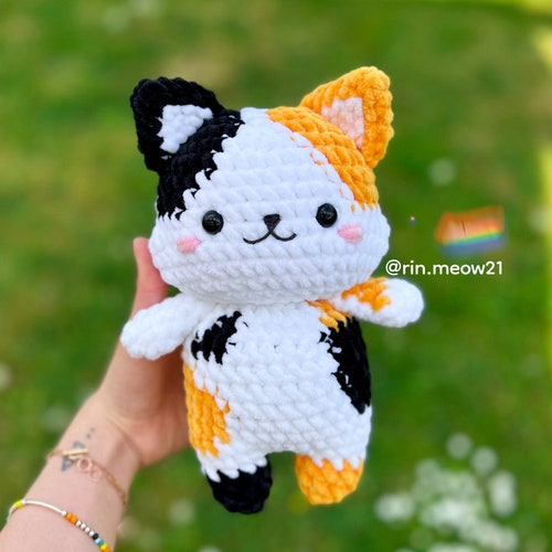 2in1 Crochet Pattern - Brownie the Calico Cat and White Meow, Soft