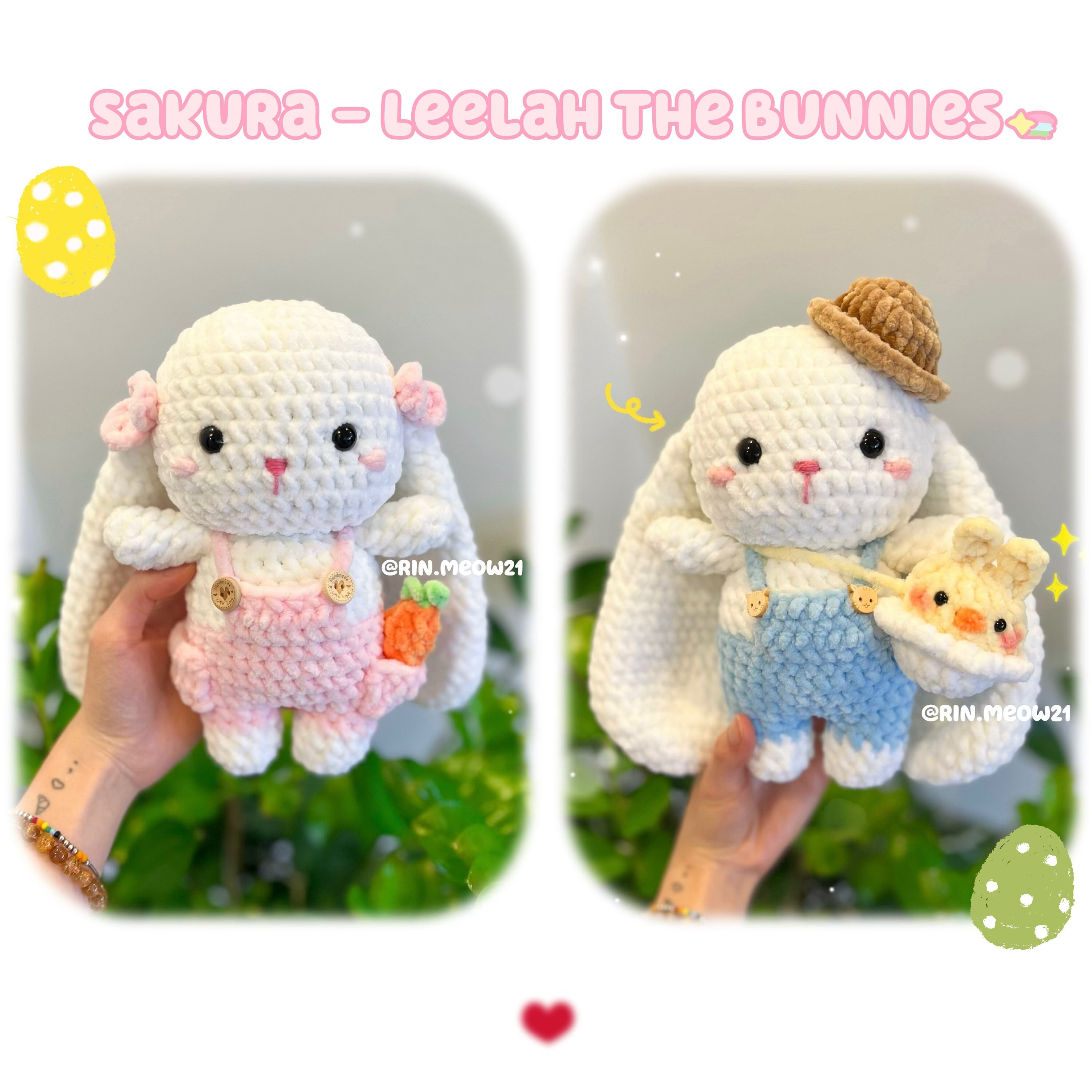Crochet Pattern - Sakura - Leelah the Bunnies, Easter Bunny, Pink