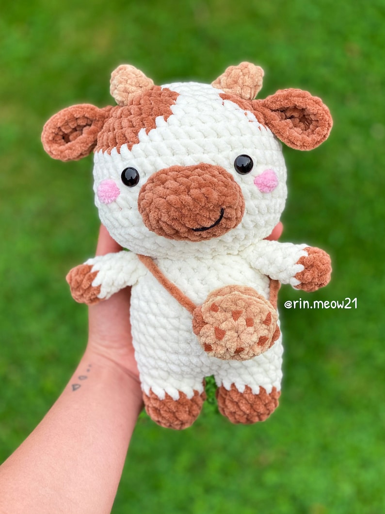 2in1 Crochet Pattern Chubby Milky Cow, crochet milk cow pattern, cute, farm animal image 2