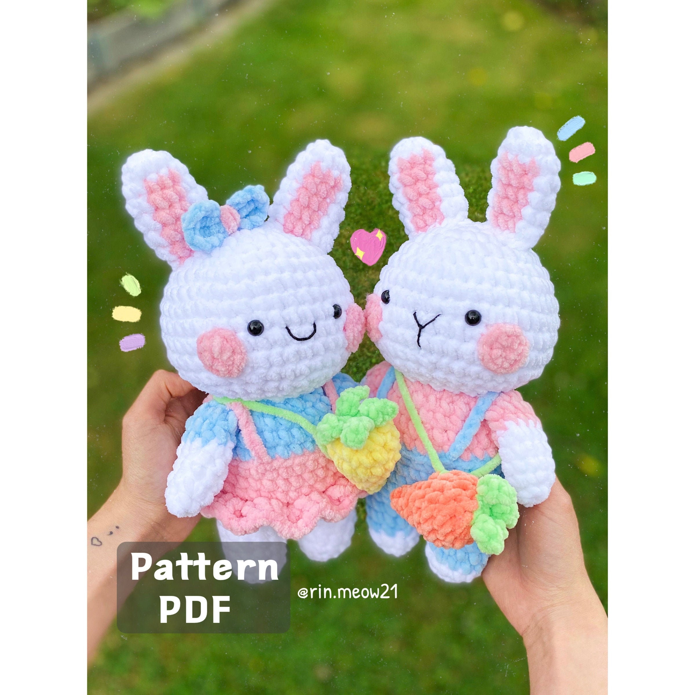 2in1 Crochet Pattern Chubby Bunny Couple Amigurumi Bunny - Etsy