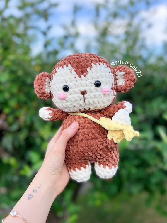 Tag det op slack FALSK Crochet Pattern Bon the Monkey Plushie Kawaii Cute - Etsy