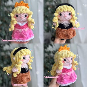 2in1 Crochet Pattern - Sleeping Princess in two outfits, pink dress, and peasant