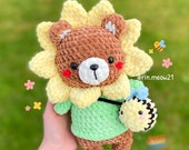 Crochet Pattern Sunflower Bear, Chubby Bear, Cute, Squishmallow, Plushie,  Soft Toy, Handmade, Kawaii, Flower, Amigurumi (Download Now) 