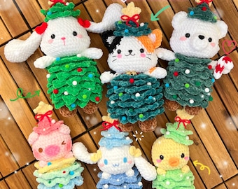 Bundle Crochet Patterns - animal in Christmas Tree BIG and mini