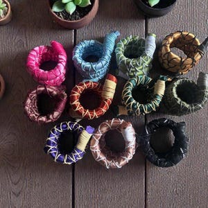 Jewel Tone Satin/cotton Spiral Loc Tie | Handmade wire Hair Wrap| Adjustable Dreadlock Hair tie | Loc Accessory