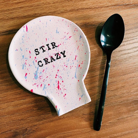 Handmade Clay Paint Splatter Funny Novelty Spoon Rest Holder 