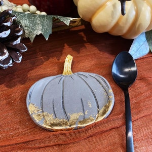 Handmade clay pumpkin tea bag holder