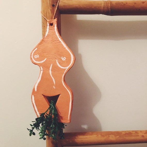 Clay Female Human Torso Body Boobs Hanging Decoration Novelty
