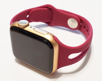 Soft Silicone Apple Watch Band, Purple/Jam, Narrow Strap for all Series