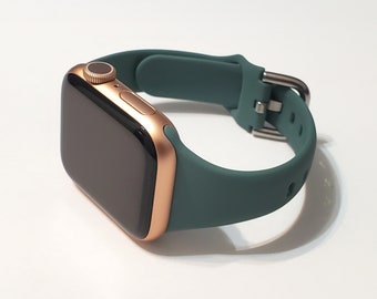 Pine Green Silicone Apple Watch Band: Soft, Waterproof Sport Strap for all Series