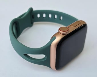 Pine Green Silicone Apple Watch Band, Soft Waterproof Strap for all Series