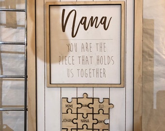 Puzzle Sign for Mom Nana Grandmother Papa Grandfather