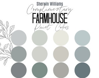 Sherwin Williams Complimentary FARMHOUSE Paint Color Palette - Professional Paint Scheme Color Selection - Interior Paint Palette