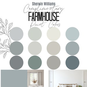 Sherwin Williams Complimentary FARMHOUSE Paint Color Palette - Professional Paint Scheme Color Selection - Interior Paint Palette