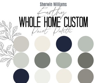 Sherwin Williams Premade Custom Earthy WHOLE HOME Paint Palette- Professional Paint Scheme Color Selection - Interior Paint Palette