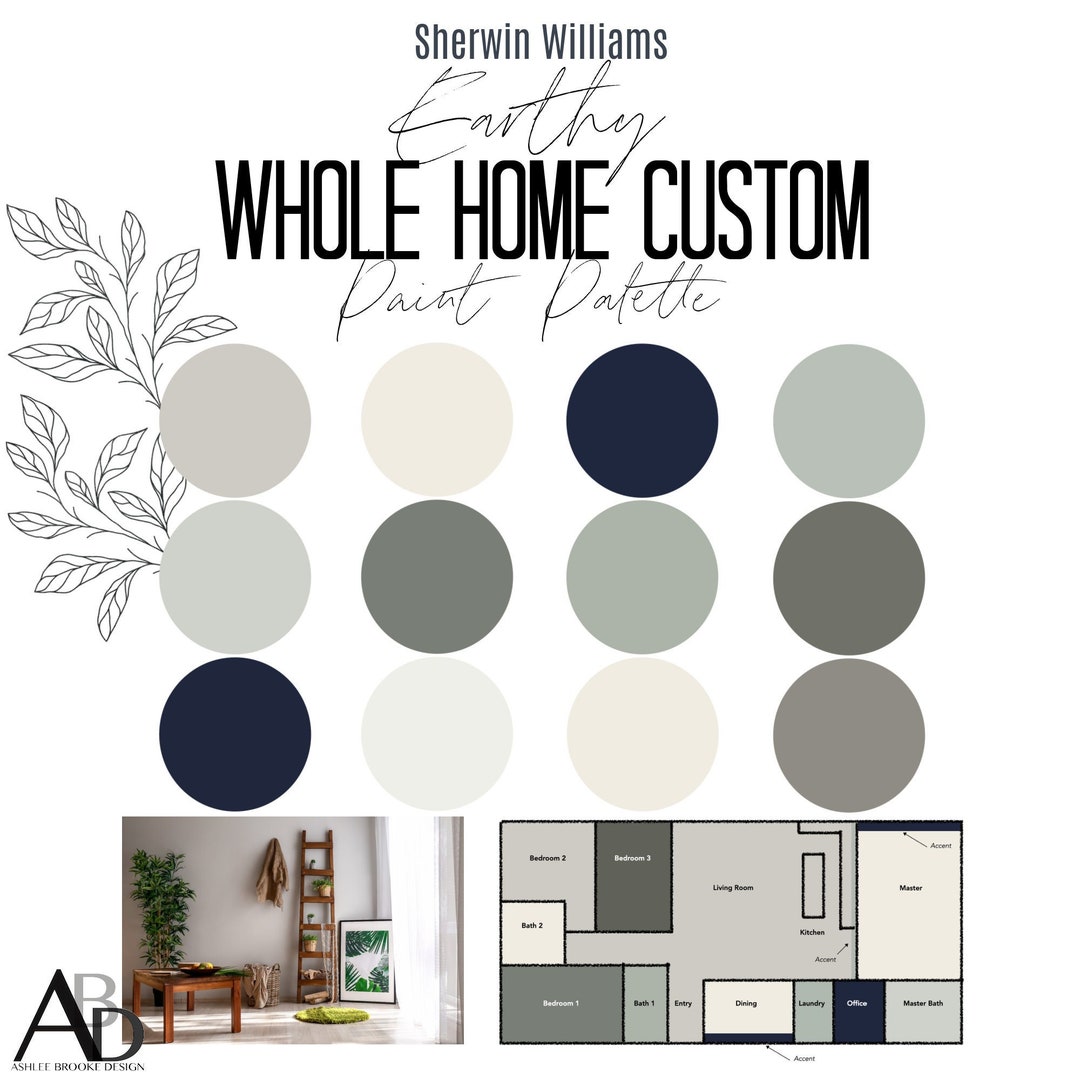 Earthy Whole Home Paint Palette Sherwin Williams Color Scheme (digital