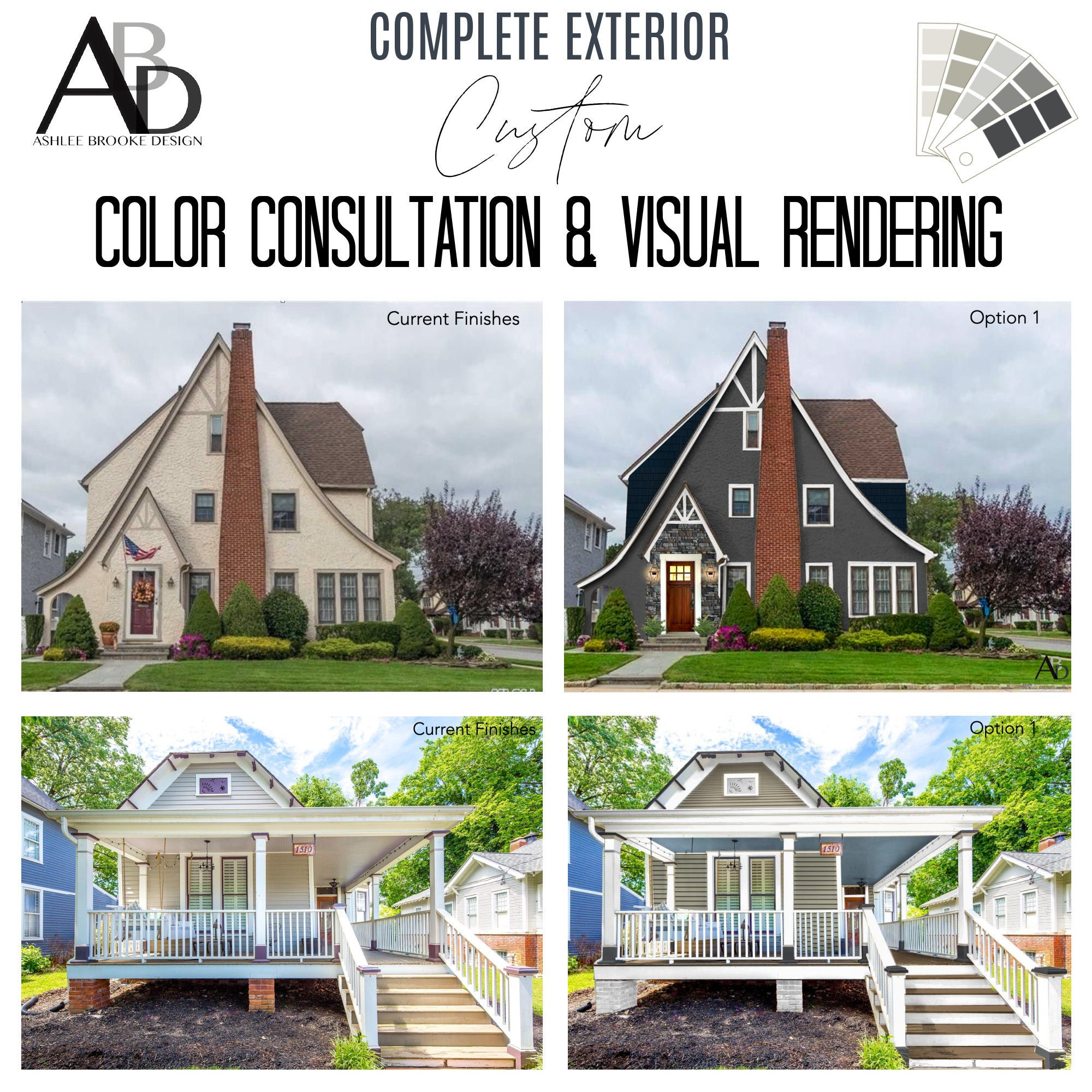 Complete EXTERIOR House Consultation- Exterior Color Palette - Exterior Selections Ashlee Brooke Design