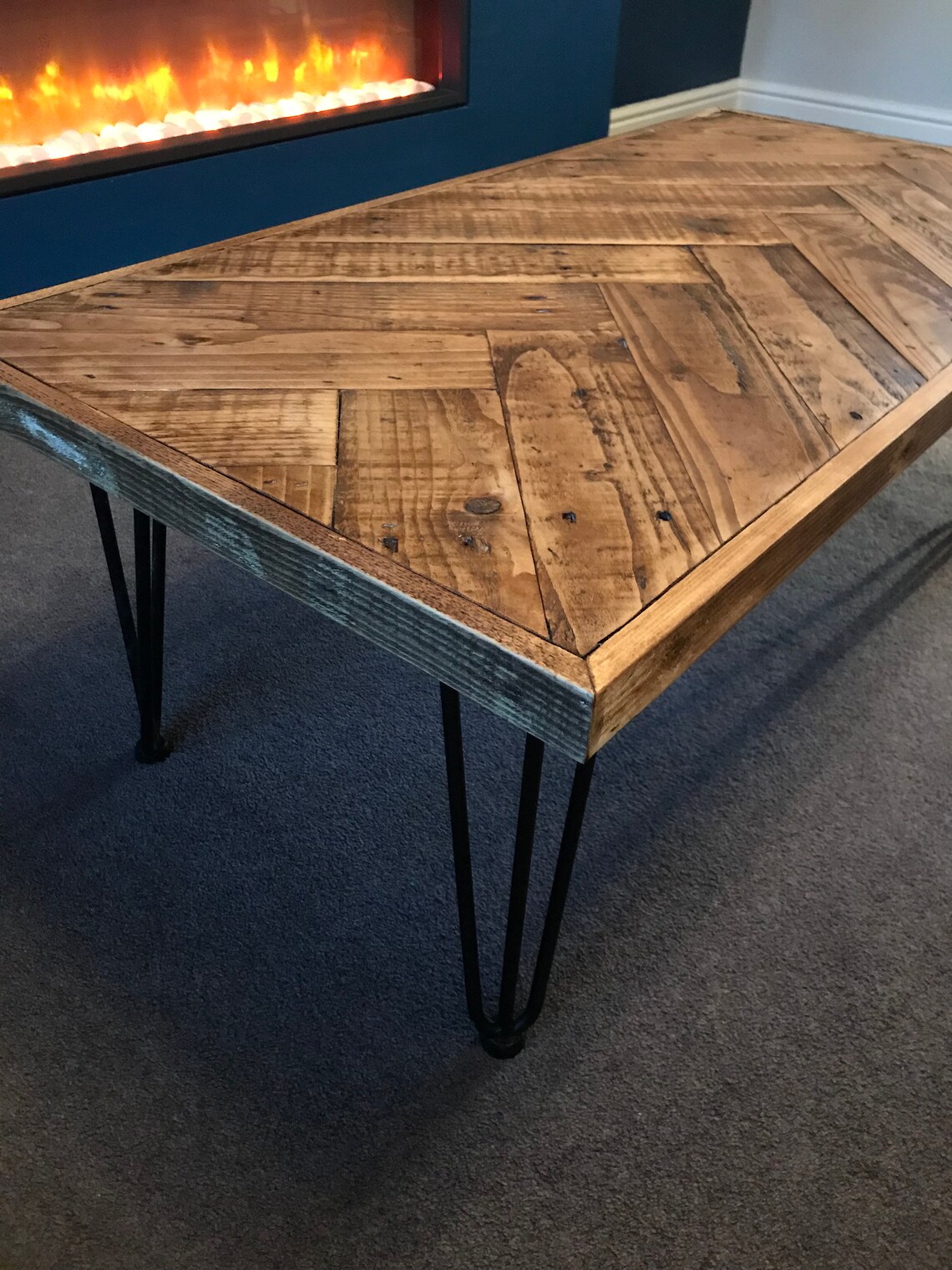 Handmade Reclaimed Herringbone Coffee Table Etsy