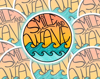 Smile and Wave Sticker - Waterproof Sticker - Carolina's Cute Customs