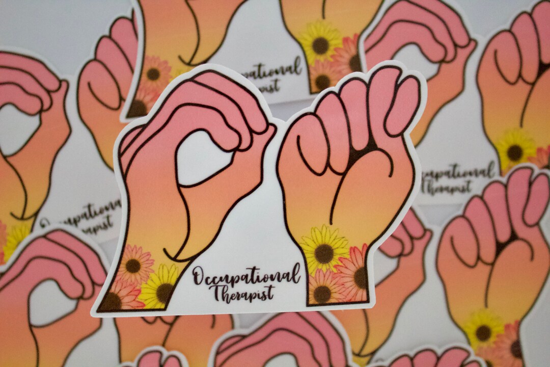 Occupational Therapist Ombre Flower Sign Language Waterproof Sticker Etsy