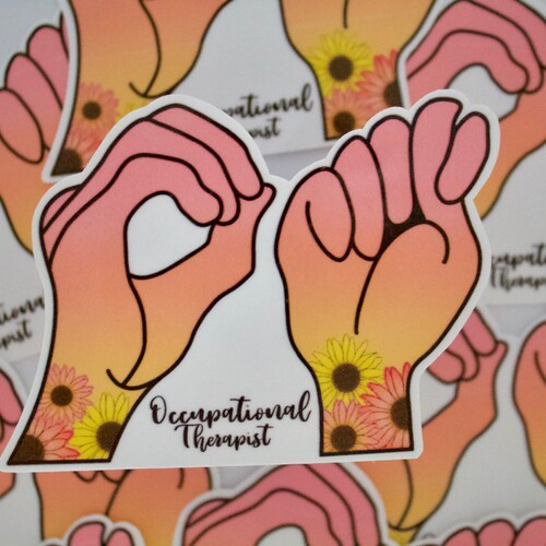 Physical Therapist Ombre Flower Sign Language Waterproof Sticker
