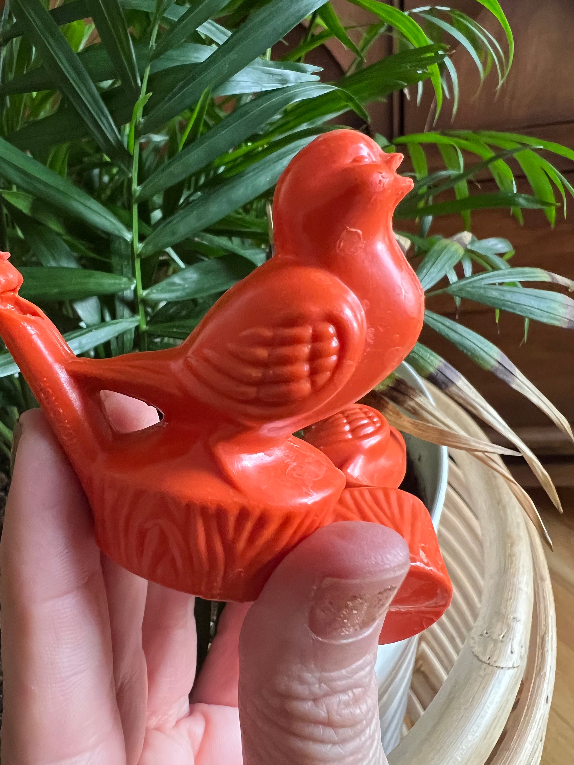 Pair of Vintage Bird Whistles Plastic Red Orange Etsy