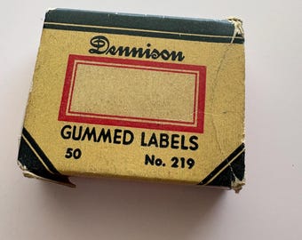 Full Box of Vintage Dennison Labels - Red Bordered Gummed Labels