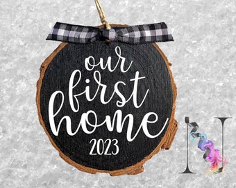 First Home Wood Slice Ornament 2024: Rustic Christmas Ornament