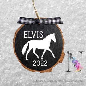 Personalized Horse Christmas Ornament Personalized Animal Ornament Wood Slice Ornament Rustic Wood Ornaments