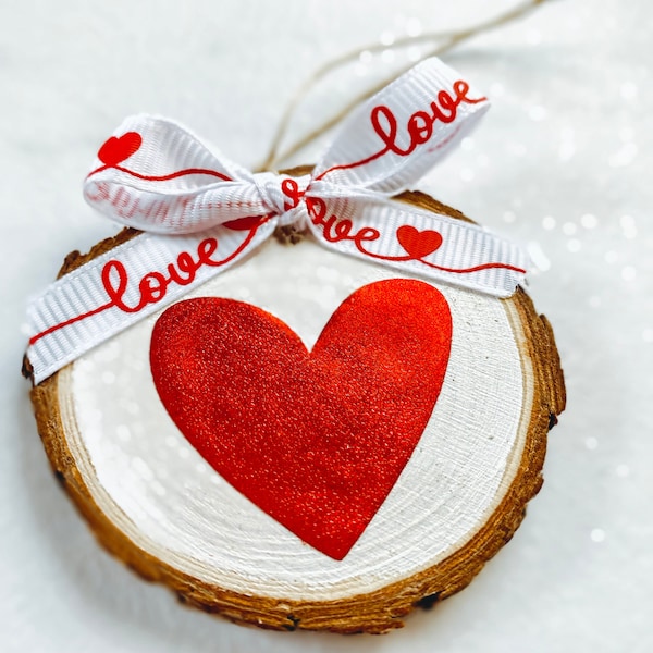 Valentine Heart Ornament Wood Slice Ornament Rustic Wood Ornaments Custom Valentine Gift Heart Ornament for Valentines