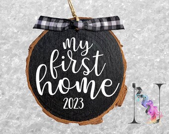 First Home Wood Slice Ornament 2024, Rustic Christmas Ornament