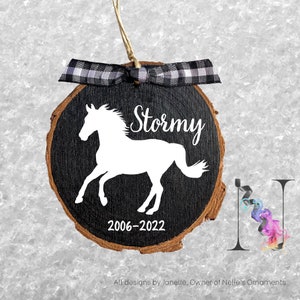 Personalized Horse Running Ornament Personalized Animal Ornament Wood Slice Ornament Rustic Wood Ornaments